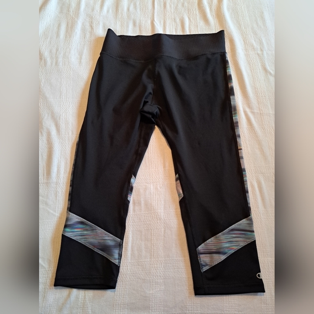 Champion Performance size XL Black cropped leggings wide waist band EUC